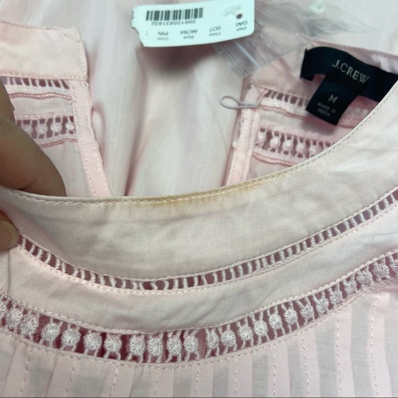New J. Crew Crocheted Lace Flutter Sleeve Mock Neck Pink Top Medium - Picture 13 of 16